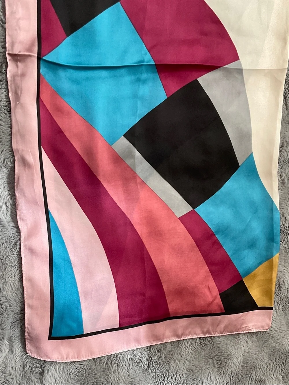 Multicolor Geometric Print Silk-scarf handkerchief-